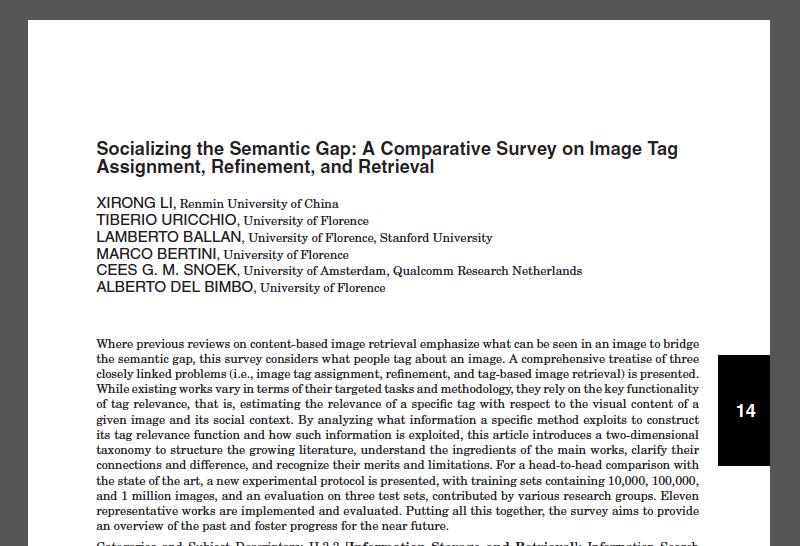 Socializing the Semantic Gap: A Comparative