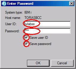 If you are working with an IBM supplied IBM i server use the User ID assigned to you and remember to enter your assigned team number instead