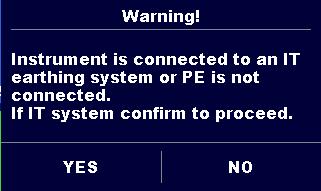 Instrument operation 3.3 Symbols and messages Supply voltage warning Possible causes: Warning: No earth connection. Instrument is connected to an IT earthing system.