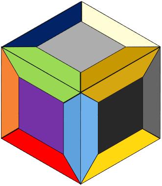 Consider a connecting line of the centroid point and a neighboring point that intersects the surface of the cube, an intersecting point can be matched to any of 18 divided surface.