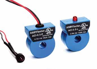 R AMPFLASHER ACI SERIES AMPFlasher ACI SERIES AC Current Indicators The AMPFlasher ACI Series Current Indicator is a compact, inexpensive, easy-to-use LED ring which slips onto a conductor to give a