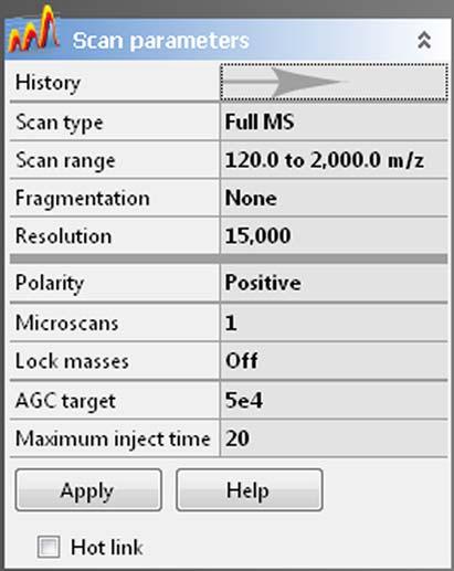Explore Q Exactive HF-X Tune Tasks Panel Scan s Window Use the Scan s window to define a scan depending on the selected scan mode and scan type combination. See Figure 4-2.