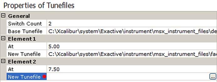 Instrument Setup Experiment Setup Page Change the value of the Switch Count parameter in the Properties of Tunefiles pane. 2.