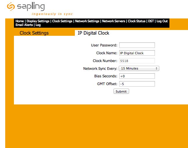Preparing to Install - Quick Start Synchronized Clock Systems ) Select the Clock Settings tab, enter an