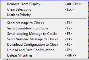 . Remove from Display - When clicked, this option will remove the selected clock from the Device List.. Clear Selections - This option will deselect any highlighted items on the Device List. 3.