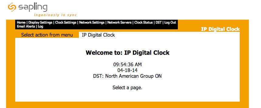 Web Interface - Date and Time Synchronized Clock Systems 4 3 Analog Clock. Welcome Sign - Displays the Clock name.. Time - Displays the clock s time at the moment the web page was loaded.