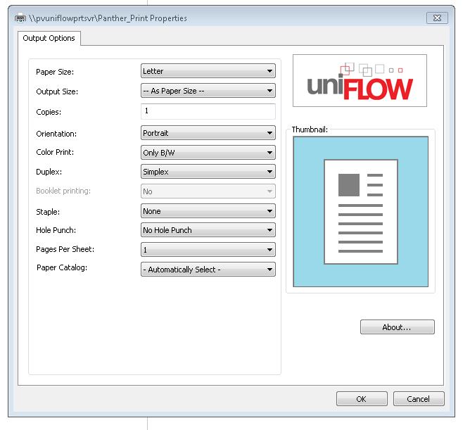 3 After clicking printer properties, a window marked by uniflow in the right