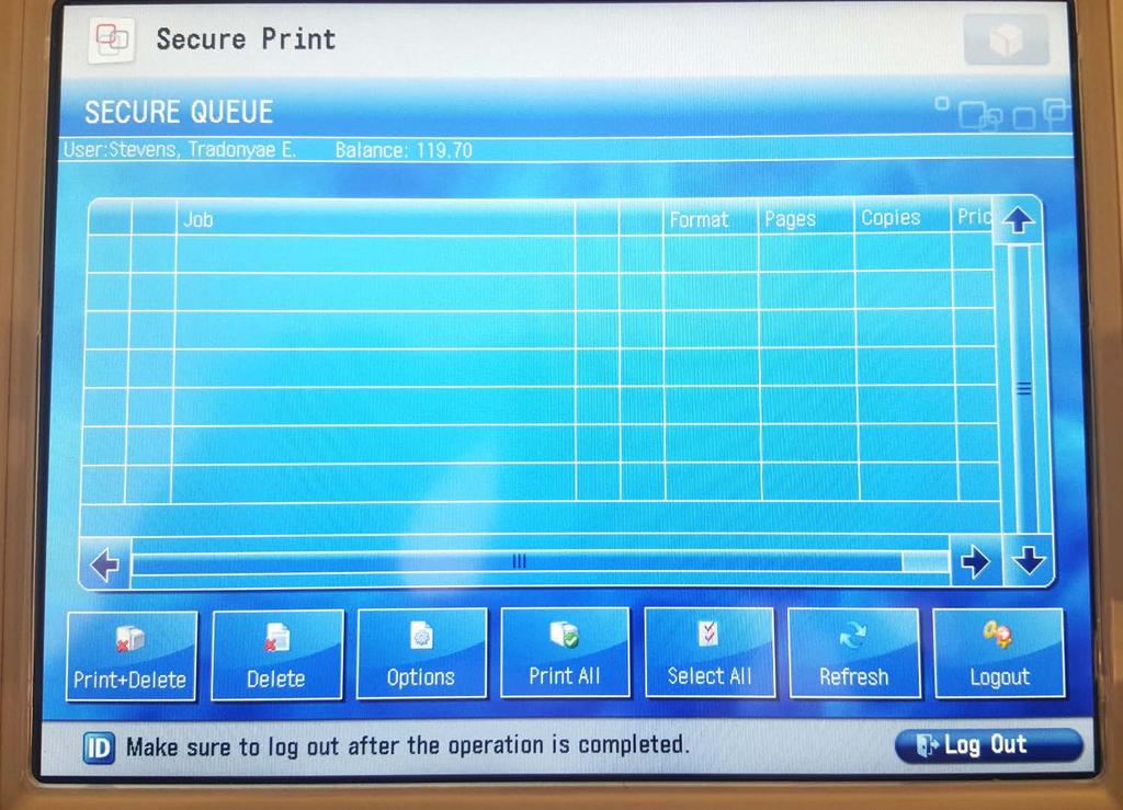 6 After successfully logging into the printer you will see important account information such as your