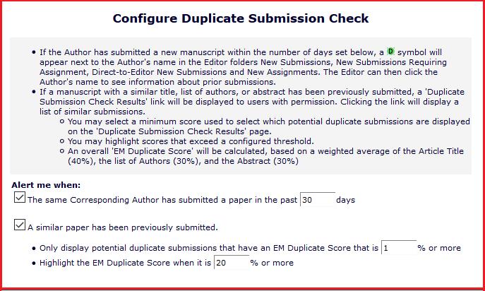Duplicate Submission Check Configuration 1