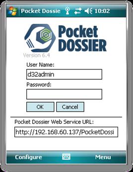 Configuring Pocket Dossier to Use the Pocket Dossier Service The Pocket Dossier application must be pointed to the Pocket Dossier Service.