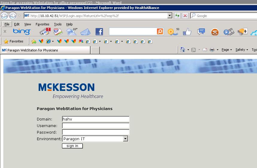 PHYSICIAN S OFFICE STAFF Instructions for Paragon s WebStation for Physicians Login