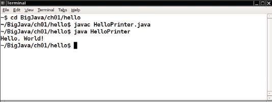 Becoming Familiar with Your Programming Environment Figure 6 Running the HelloPrinter