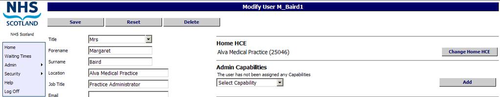 Change Home HCE Health Board Administrators can now change a user s Home HCE to another HCE.