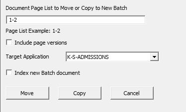 Move multiple pages from one document to a new document AX 4. In the Document Page List to Move or Copy to New Batch field, select the pages to copy or move. 5.