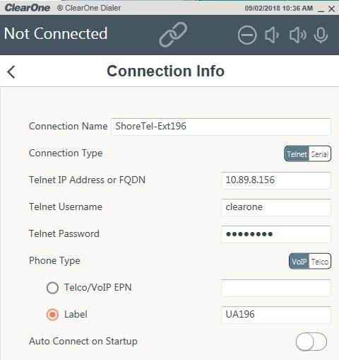 15. Enter the Connection Name, the Converge Pro 2 unit s IP address (determined using the BOX * UNIT IP command