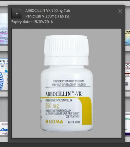 To add the medication to your inventory, click on the + button. 9.