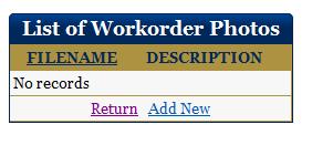 Submit and Add Photos When submitting a new work order with photos, an empty grid will appear.