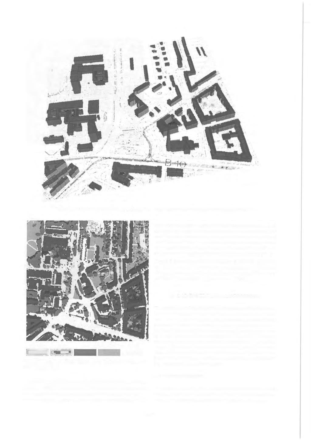 Figure 6: Reconstructed buildings projected on map 1 :5000 used for ground plan acquisition. site models. Urban vegetation like trees and bushes e.g. is an important feature for the analysis of landscape character and therefore has to be captured and represented for virtual reality applications.