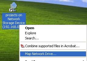 To map a network drive, right click on the shortcut and select Map Network Drive This will map the Project folder