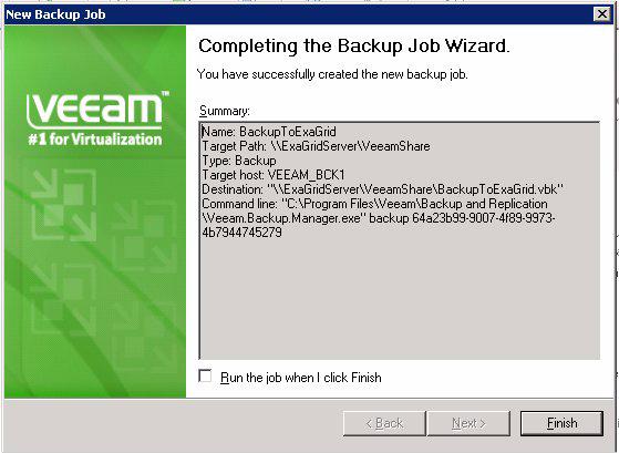 Click Next and the backup Job Summary is displayed: 37.