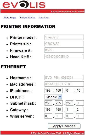 Paragraph 3 Chica 4 Ethernet configuration Paragraph 3 Chica4 Ethernet configuration Power on the Matica Chica 4 Printer. Check that the ribbon and a plastic card will be present into the Printer.