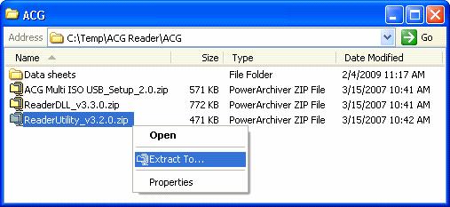 Extract the ReaderUtility_v3.2.0.zip file.