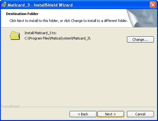Paragraph 1 MatiCard installation In the following wizard windows choose the installation folder and click Next.
