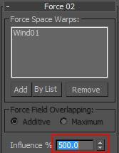 Then select the new Force and adjust its settings: Also, add a divergence of 90.