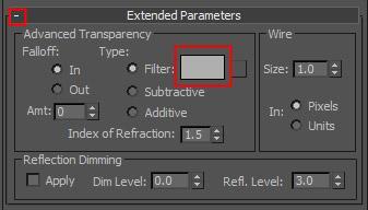Next open the Extended Parameters rollout, and change the filter color to a