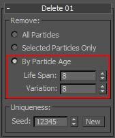 Let's get to taming those particles a bit, find and add a Delete event to the list in