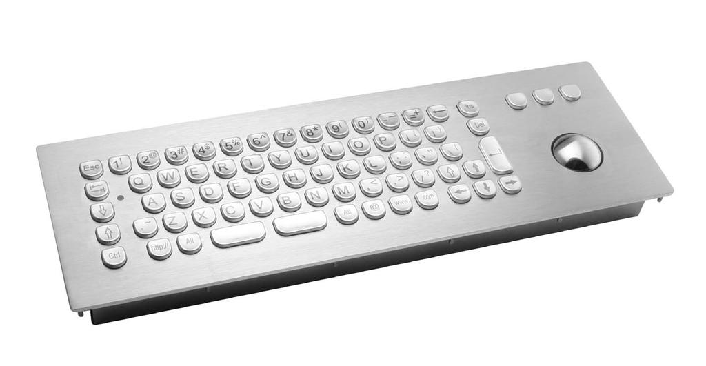 InduSteel - The Stainless Steel Keyboard InduSteel² TM TKV-068-TB38V-MODUL Kiosk designed web- and e-mail-hot keys i Number of Keys: 68 Keyswitch Technology: silicone switching element Keyswitch
