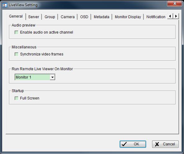 9.1 Setting Click General Setting to obtain setting dialog. General Setting 9.1.1 General Setting Audio preview: Enable audio on active channel: Select to enable audio streaming on active channel.