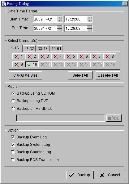 8 Backup Compared to the Save Video function, Backup saves everything from the Playback panel, including video and log information.