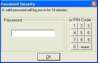 The Password Security screen is displayed. Enter the appropriate credentials.