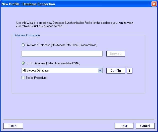 3.2.2 DSN based Database Click on popup provided to select database via Database Source (DSN) such as Oracle, MySQL, SQL Server.