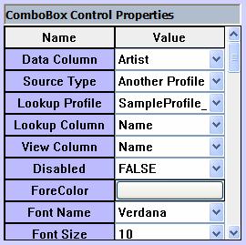 Figure 29: ComboBox Control Properties with Source Type: Another Profile 3.4.2.5 Button You use a command button on a form to start an action or a set of actions.