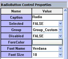 In RadioButton Control Properties, for Selected Property, Set it True if you want to set selected radio button as a default selected.