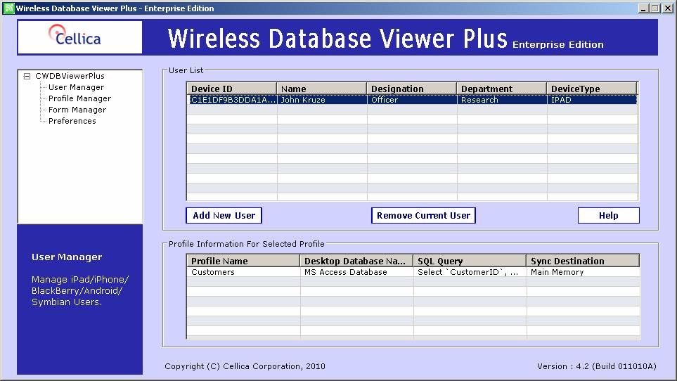 3 USING THE WIRELESS DATABASE VIEWER PLUS ON THE SERVER This section will explain how to use Wireless Database Viewer Plus software on the PC.