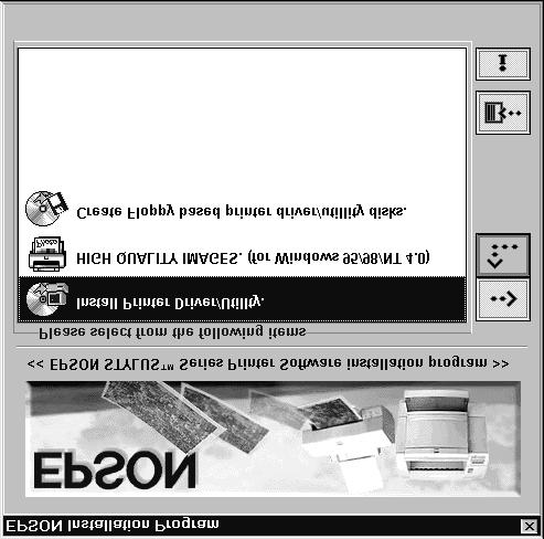 If you wish to make a floppy disk version of the printer software on your CD-ROM, insert the printer software CD-ROM, then click the Driver disk creation utility button and follow the on-screen