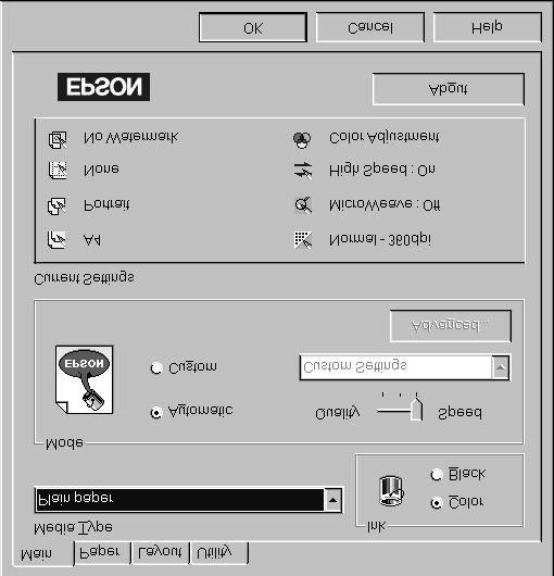 4. Make sure your printer is selected and then click Properties, or Options. You may need to click a combination of these buttons. The driver settings window appears. 5.