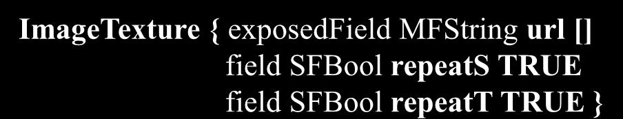 Images 79 ImageTexture { exposedfield MFString url [] field SFBool repeats TRUE field SFBool