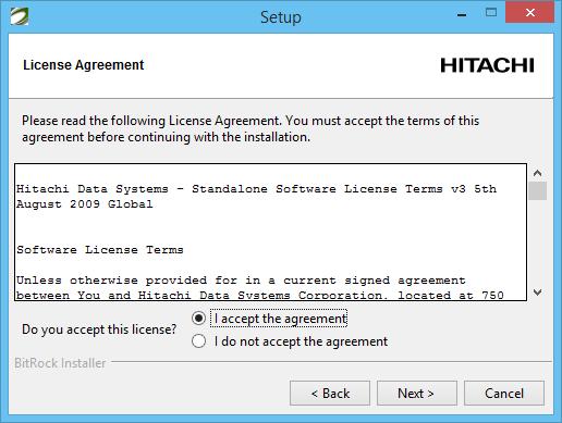 4. When prompted, accept the License Agreement, and click Next>. Figure 2-2 Accepting the License Agreement 5.