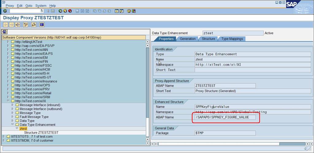 9. To check the enhanced structure, double-click the ABAP name.