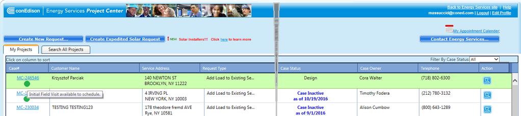 4.6 Customer Self Service Appointment Tool RETURN TO TABLE OF CONTENTS After logging into Project