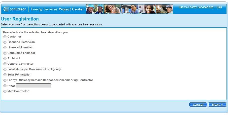 3.1 Registration RETURN TO TABLE OF CONTENTS To register you must click the button found on the Energy Services Project