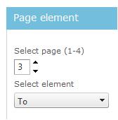 You can use the next and back and discard buttons to change your document, or you can go to the pages and elements using the navigation panel in the top left corner of the designer.