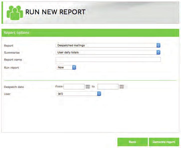 Click here to run a report To see a new report you can click on Run new report and then use the drop down options to