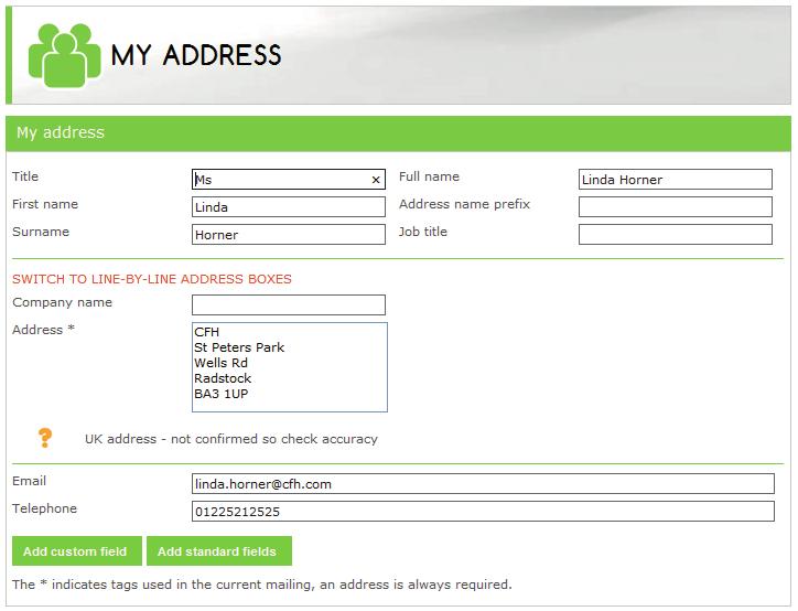 You can click here to add any additional fields that you require on your mailings Account The Account section has four selections: Account Details Account Address