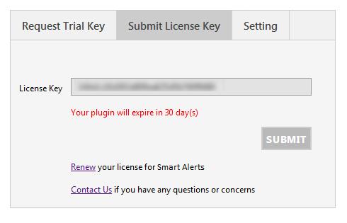 Once your trial period expires, a message will be displayed that Your plugin is expired. To renew your license, click on Renew link and you will be redirected to our website.
