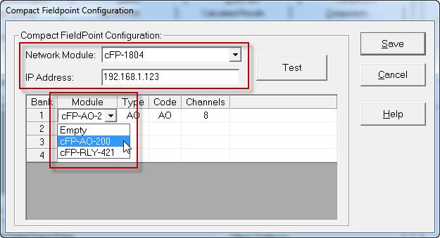 Test the Compact FieldPoint Configuration Once you have defined the Compact FieldPoint hardware configuration, you can test it to make sure that the configuration and network communications are